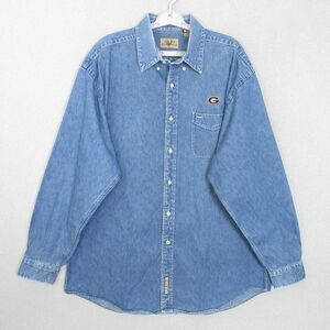 Denim Shirt Mens XL Button Down Long Sleeve Univ. of Georgia Embroidered Logo
